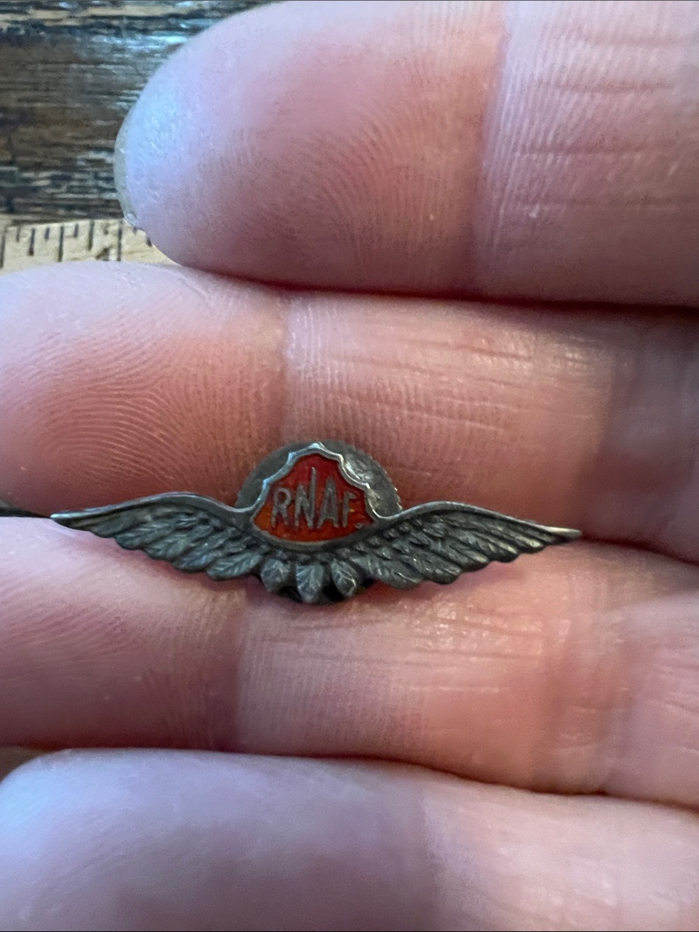 ROYAL NORWEGIAN AIR FORCE WWII Sterling Silver RNAF Lapel Pin NORSID NYC 1 1/8"
